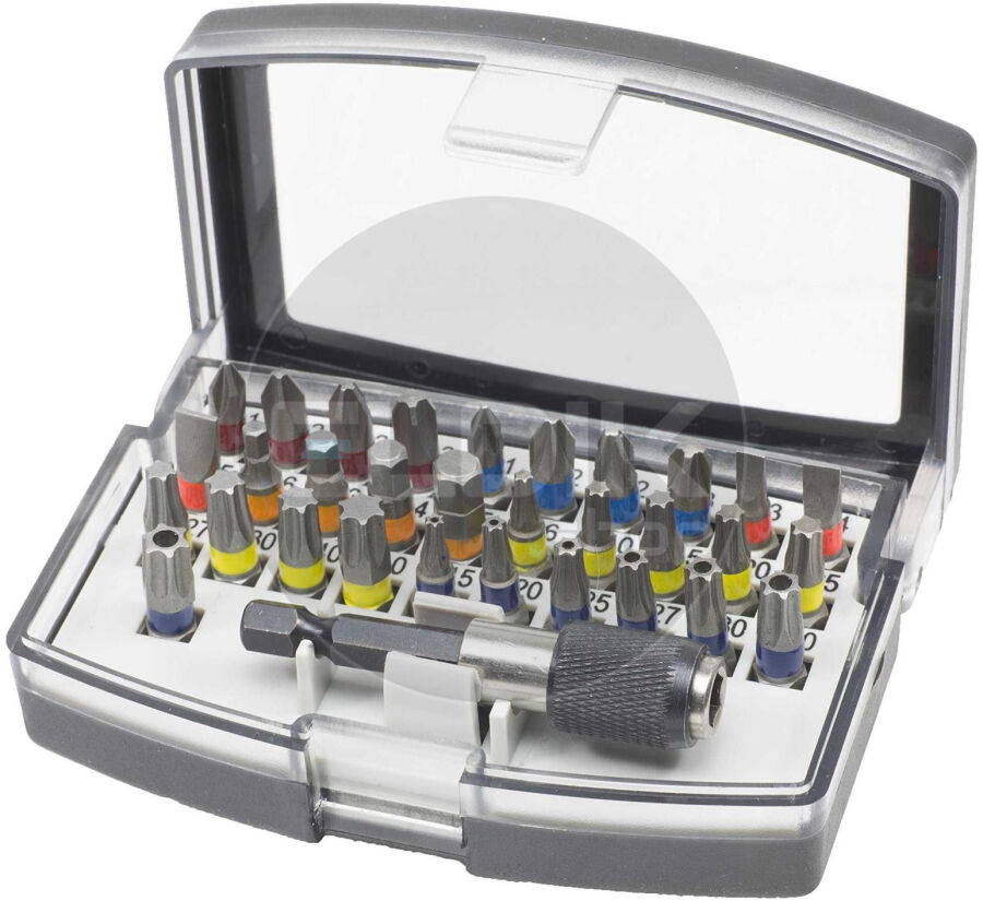 E-Tools 70008 Bitset 1/4", 32-delig in kunststof cassette