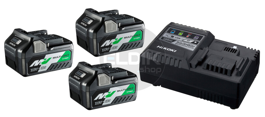 Hikoki UC18YSL3WA3 BoosterPack Multi-Volt - 3 x 5Ah 18V / 2,5Ah 36V + Lader UC18YSL3