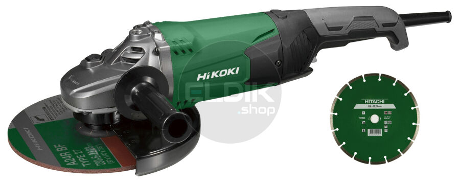Hikoki G23SW2W7Z Haakse slijpmachine - 230 mm / 2.200 W met diamantzaagblad