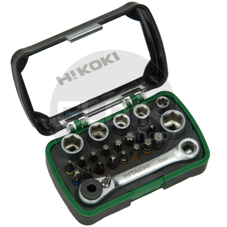 Hikoki 750362 Bit/Dopsleutelset 24-delig 1/4" Lengte 25 mm
