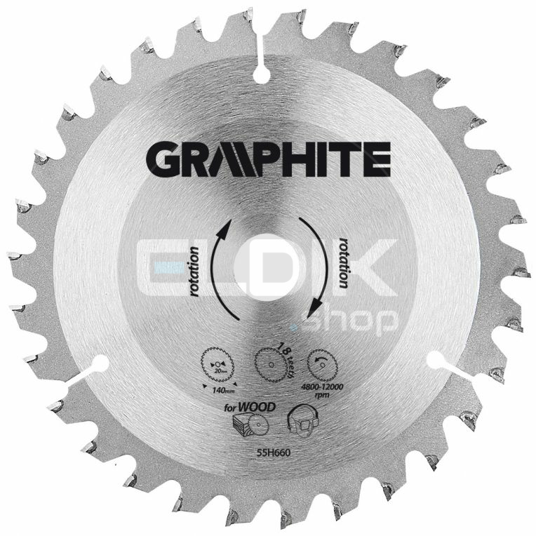 Graphite 55H660 Cirkelzaagblad voor Hout | 140 x 20 T18