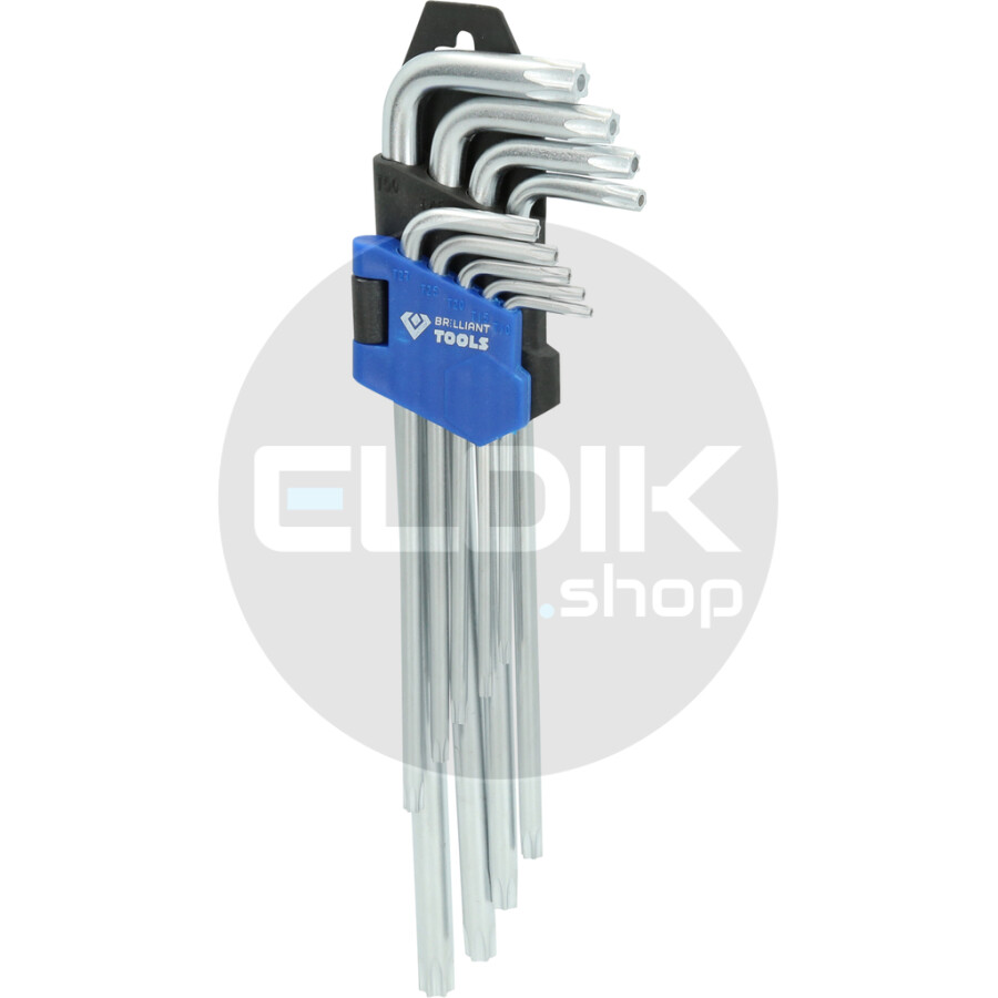 Brilliant Tools BT044019 Haakse stiftsleutelset, 9-dlg, Torxprofiel, lang