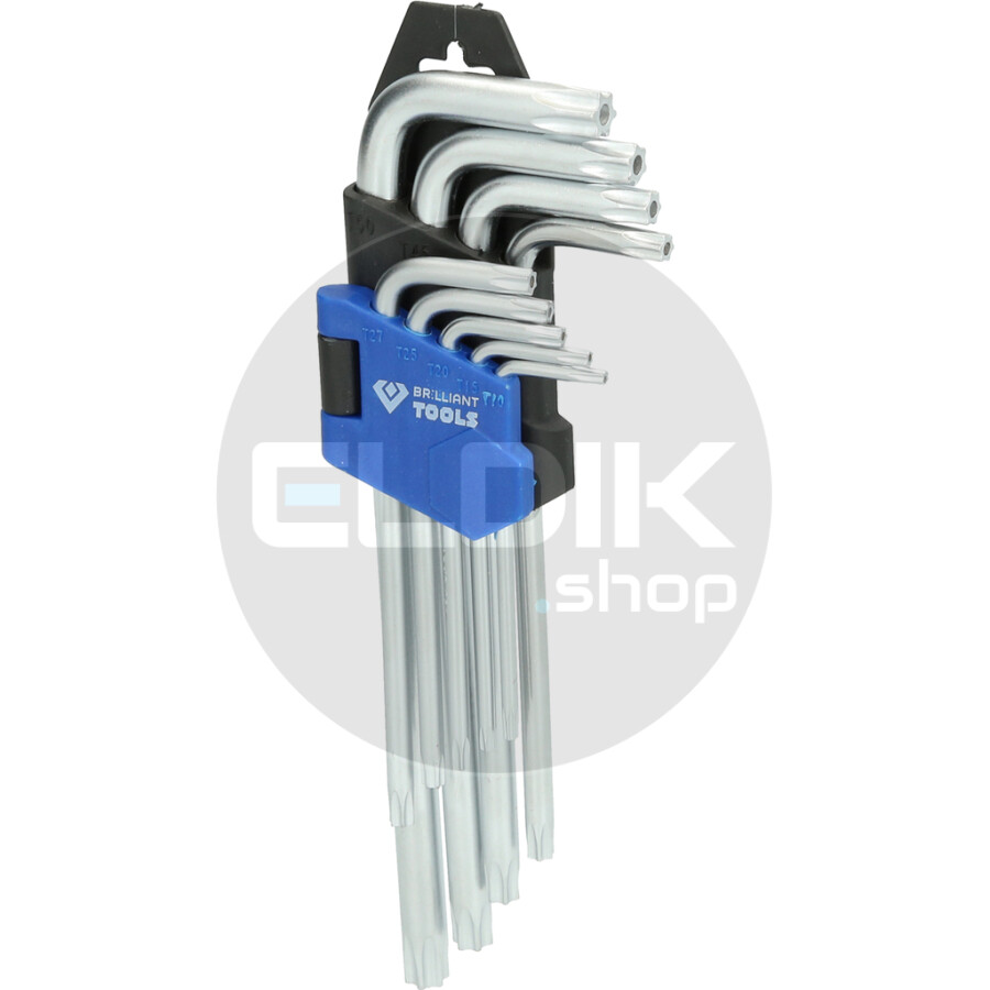 Brilliant Tools BT044009 Haakse stiftsleutelset, 9-dlg, Torx profiel, kort