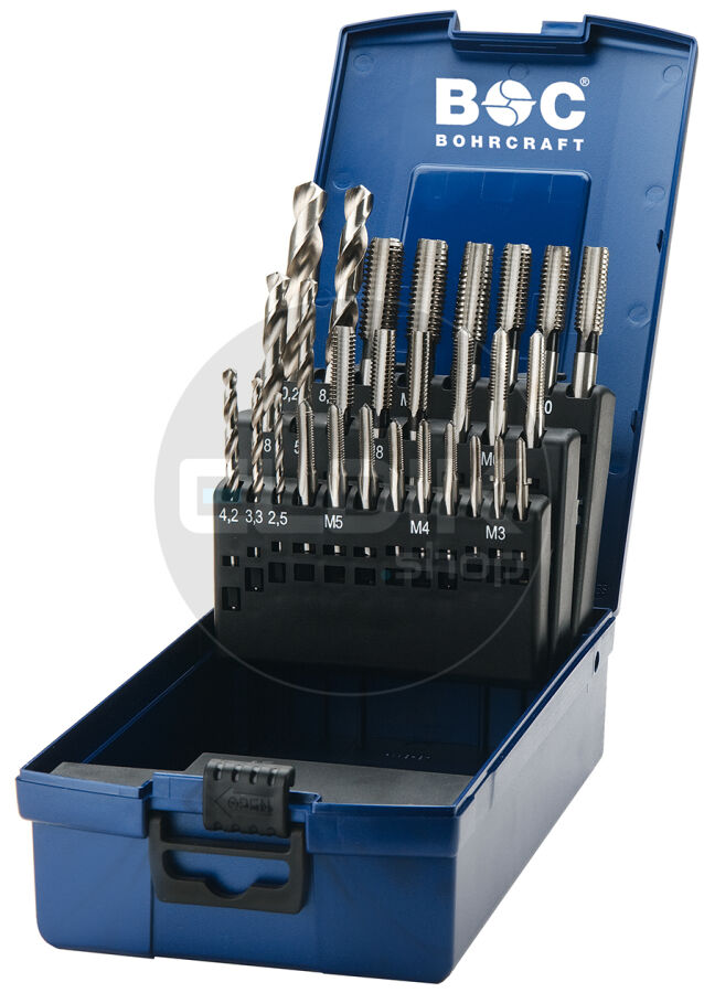 Bohrcraft 41001330028 Handtappenset DIN 352+DIN338 M3-M12 28 dlg GK12-K ABS