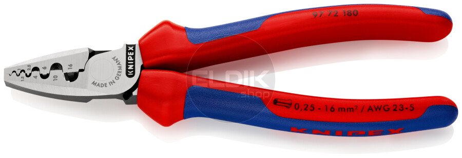 Knipex 97 72 180 Adereindhulstang | 0,25 – 16 mm²