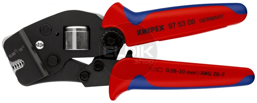 Knipex 97 53 08 Zelfinstellende krimptang voor adereindhulzen | met voorinvoering | 0,08 — 10 mm²