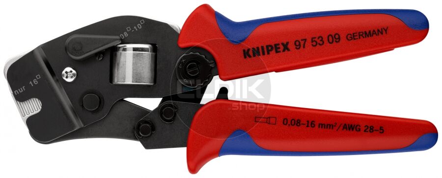 Knipex 97 53 09 Zelfinstellende krimptang voor adereindhulzen | met voorinvoering | 0,08 — 10 / 16 mm²