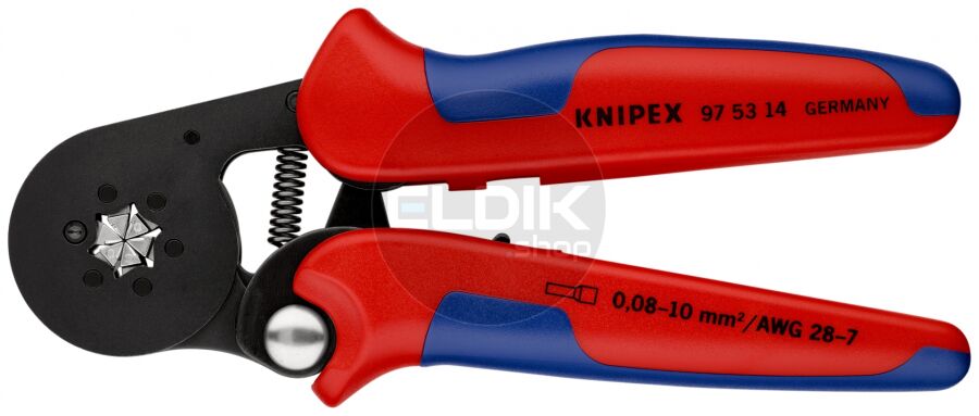 Knipex 97 53 14 Zelfstellende krimptang voor adereindhulzen | Zeskant persing 0,08 tot 16 mm²