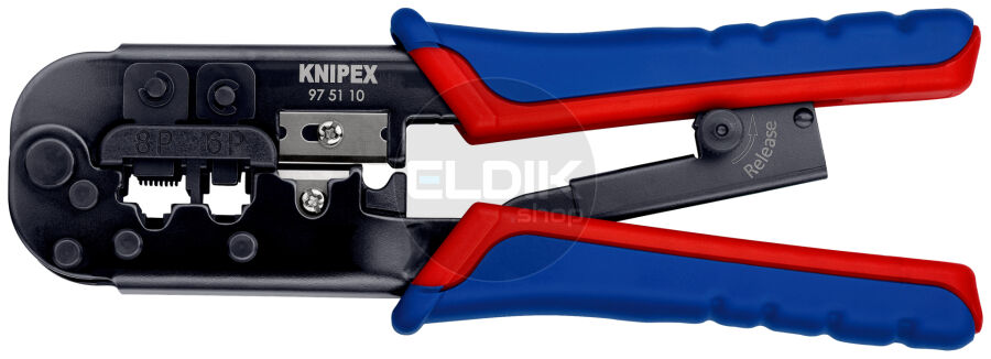Knipex 97 51 10 Crimptang westernstekkers 6 en 8 polig
