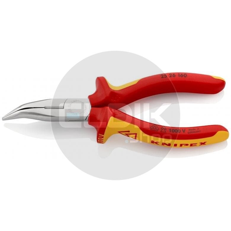 Knipex 25 26 160 Radiotang gebogen + zijsnij.160 mm VDE