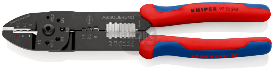 Knipex 97 22 240 Multifunctionele Krimptang voor Kabelschoenen 0,5–6,0 mm²
