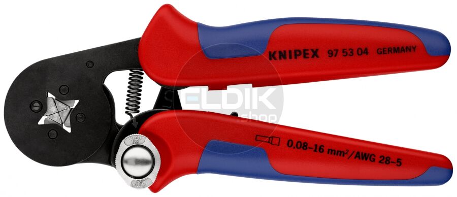 Knipex 97 53 04 SB Zelfstellende krimptang voor adereindhulzen | Vierkant persing 0,08 tot 16 mm²