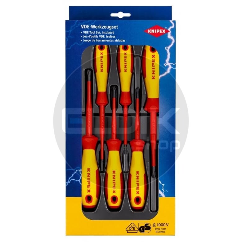 Knipex 00 20 12 V04 VDE Schroevendraaierset Sleuf, Philips en Pozidrive | 6-delig