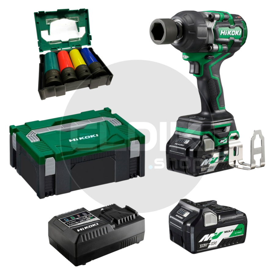 Hikoki WR36DEWRZ Accu slagmoersleutel - 36 V / 2 x 2.5Ah / 770 Nm / 1/2" - HSC II koffer + krachtdoppenset