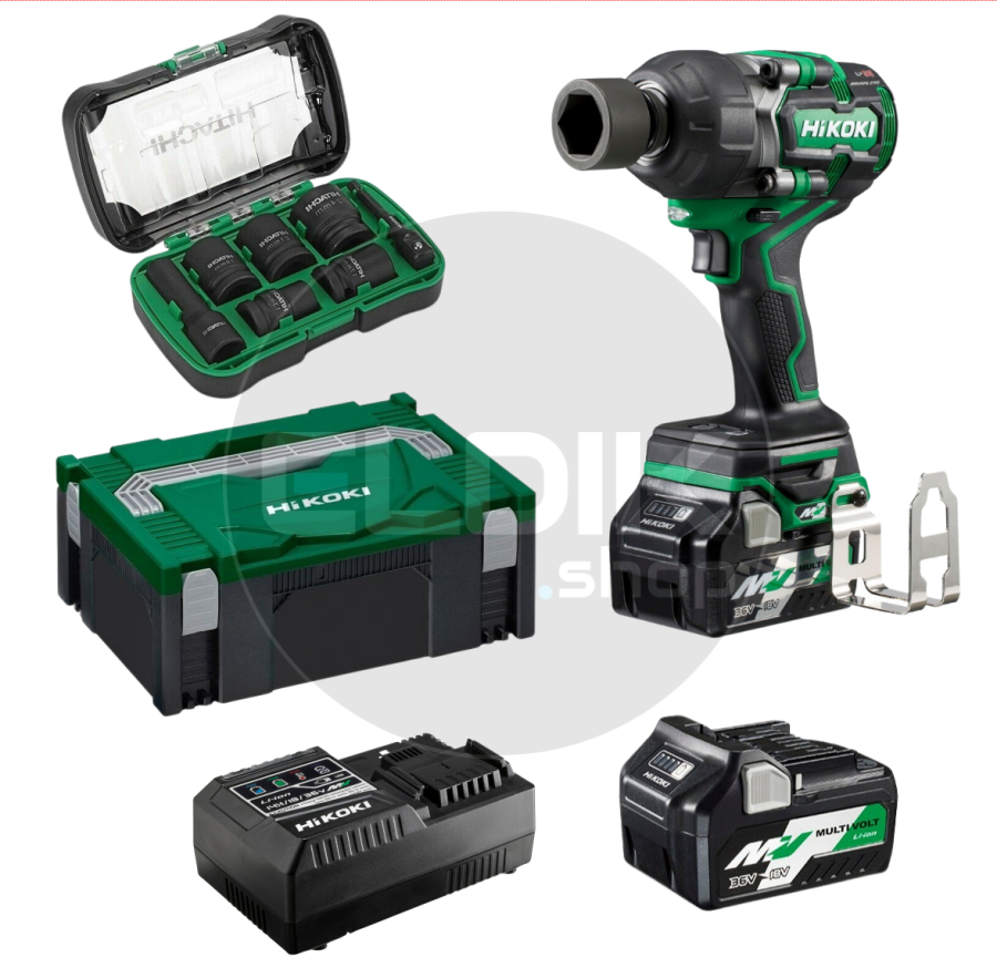 Hikoki WR36DEWRZ Accu slagmoersleutel - 36 V / 2 x 2.5Ah / 770 Nm / 1/2" - HSC II koffer + krachtdoppenset