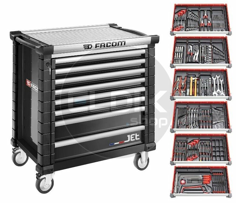 Facom JETCM215GBNL Gevulde gereedschapswagen 8 Laden | 215-delig in kunststof inlay | Zwart