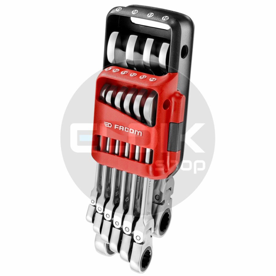 Facom 467BF.JP10PB 10 Delige Scharnierende Ringsteeksleutelset met Ratel