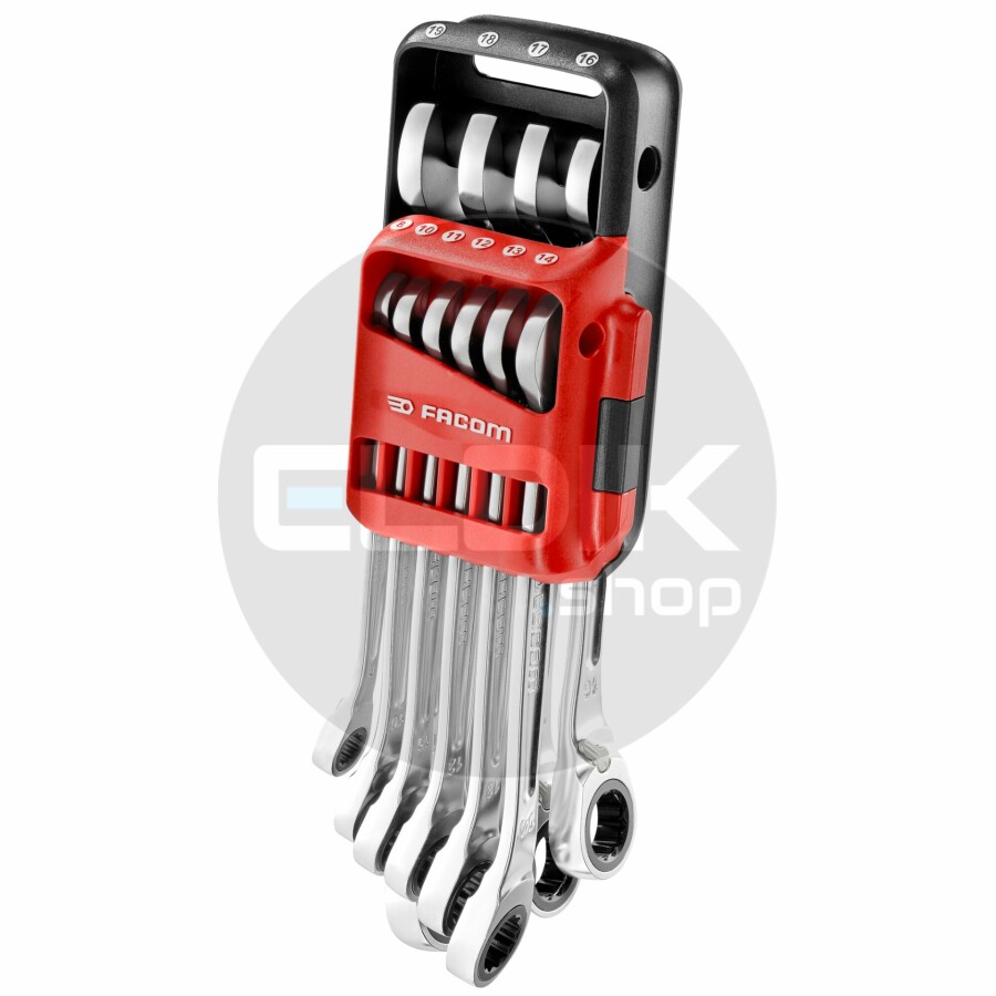 Facom 467BR.JP10PB 10 Delige Ringsteeksleutelset met Ratel en Snelle Vork