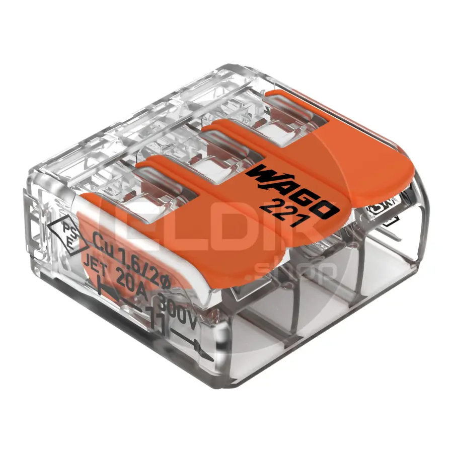 Wago 221-413 3V verbindingsklem t/m 4mm² soepel en massief