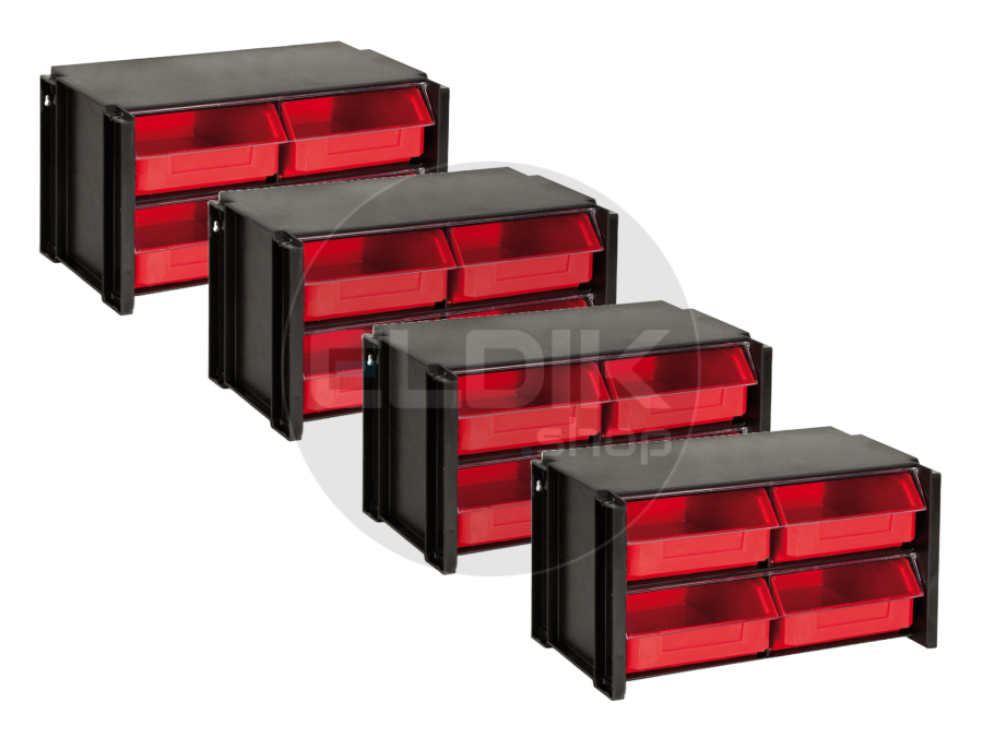 Tayg 304002/4 4 x Stapelbare Wandkast met Klep - 4 Bakken