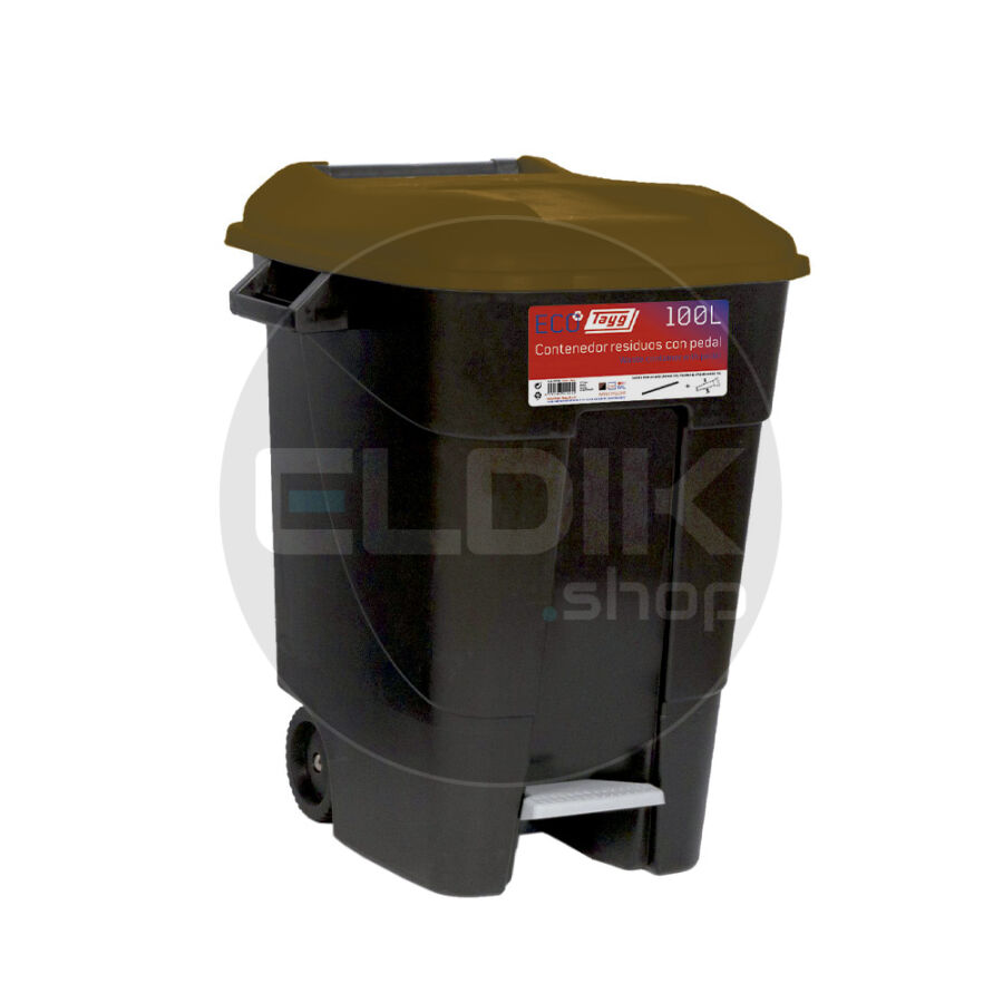 Tayg 100P Afvalcontainer met voetpedaal - 100 liter - bruin - 421235