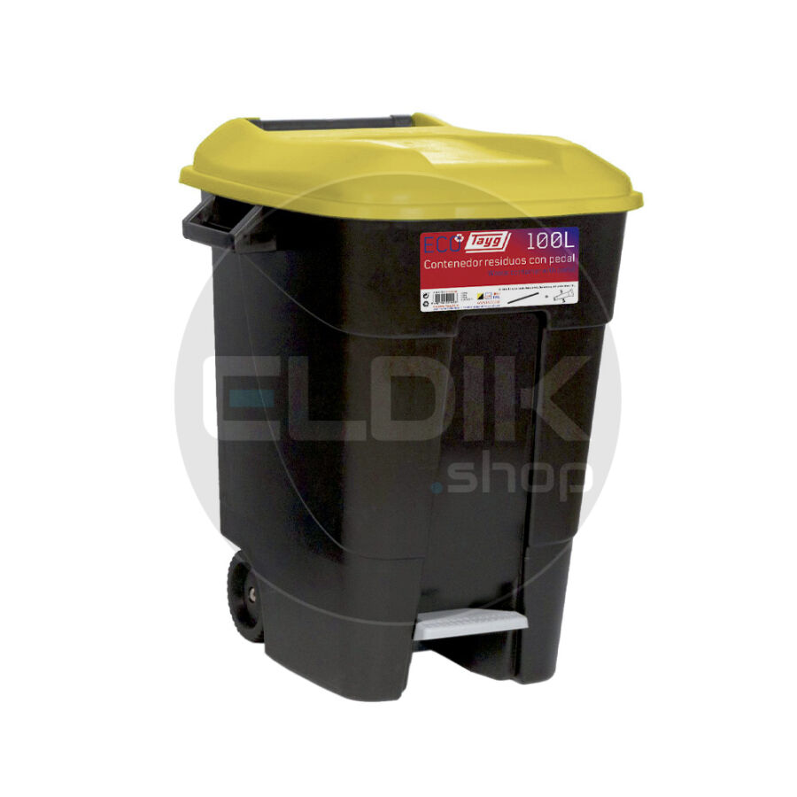 Tayg 100P Afvalcontainer met voetpedaal - 100 liter - geel - 421013