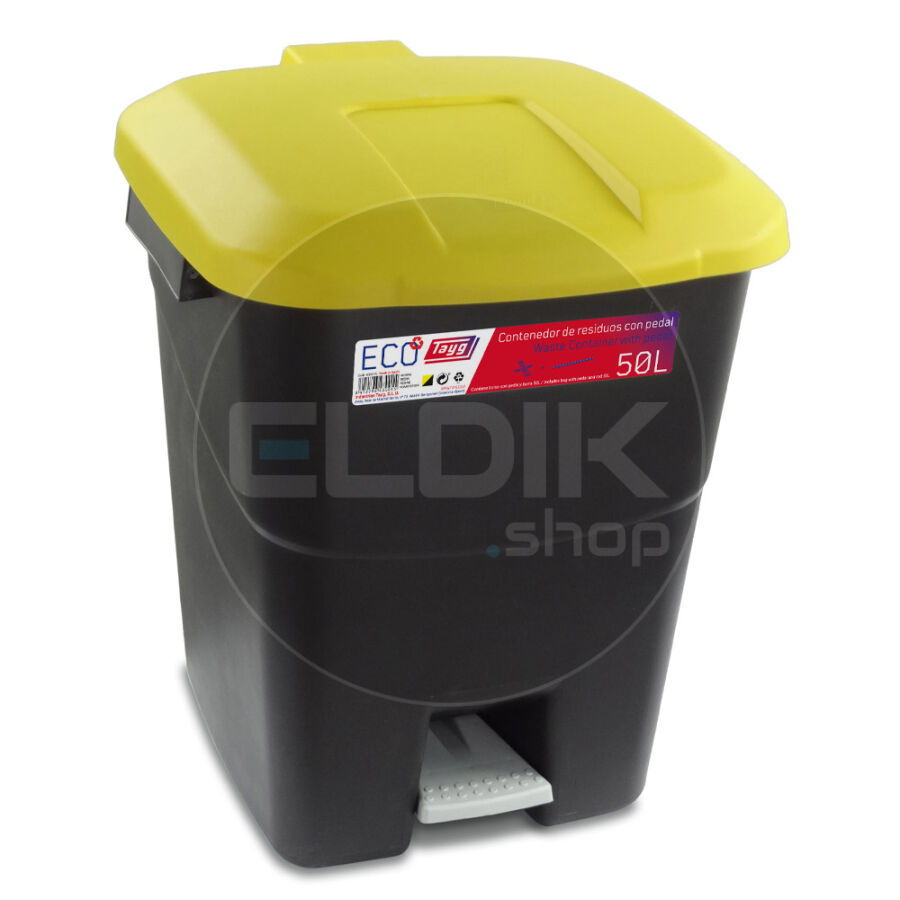 Tayg 50P Afvalcontainer met Voetpedaal - 50 Liter - geel - 430015