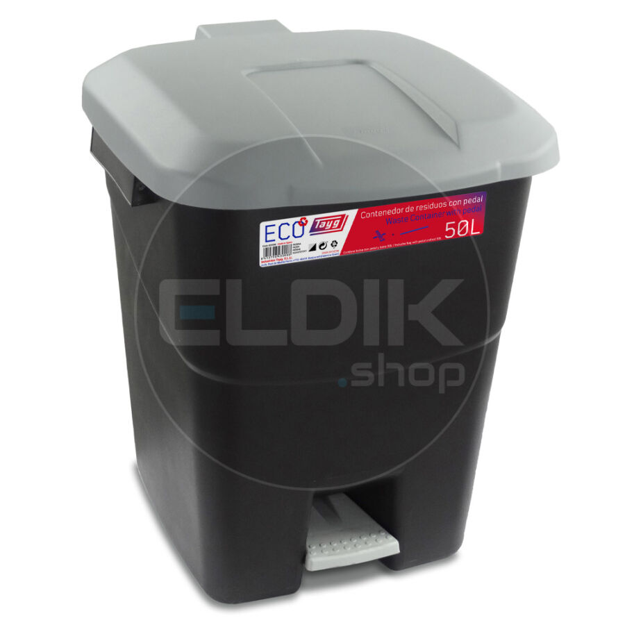 Tayg 50P Afvalcontainer met Voetpedaal - 50 Liter - grijs - 430008