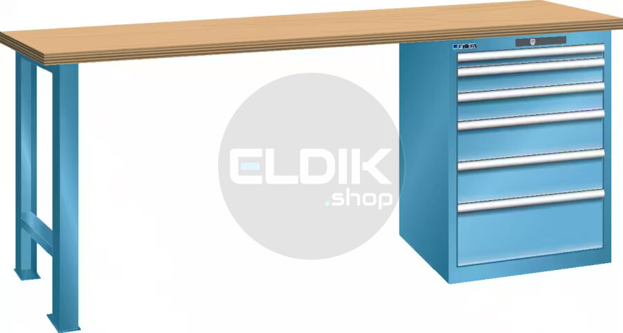 Lista 78.938.010 Werkbank | B2000 x D800 x H900 | 6 laden | Blauw
