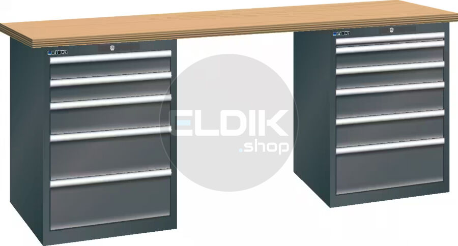 Lista 78.942.200 Werkbank | B2000 x D800 x H900 | 5/6 laden | Antraciet