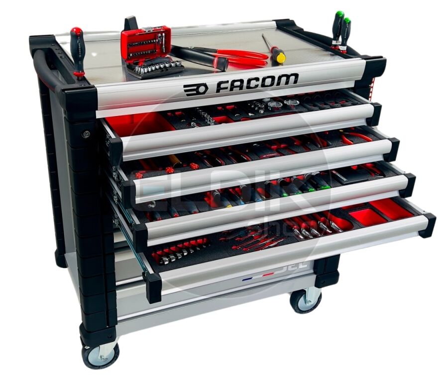 Facom JET8M4AEOY23BNL Gevulde gereedschapswagen 8 Laden | 7 Foam inlays | Grijs | Limited Edition