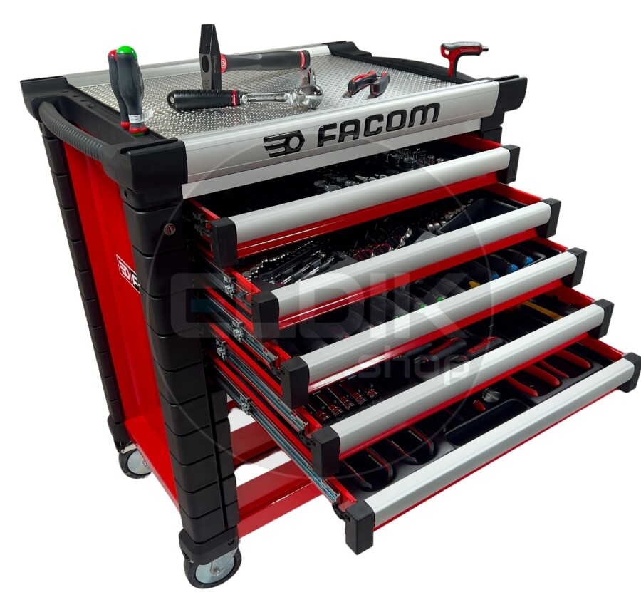 Facom JETCM175BNL Gevulde gereedschapswagen 8 laden | 175-delig in kunststof inlay | Rood