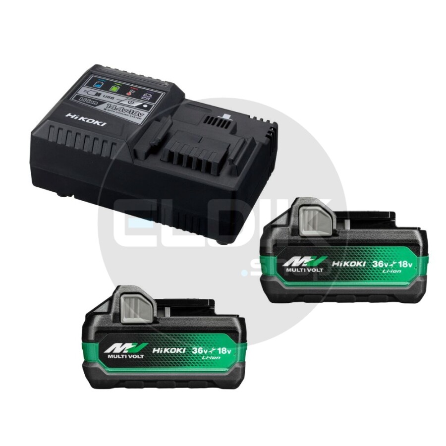 Hikoki UC18YSL3WHZ Booster Pack 2 x Multi-Volt A accu's 5Ah 18V / 2,5Ah 36V + snellader UC18YSL3