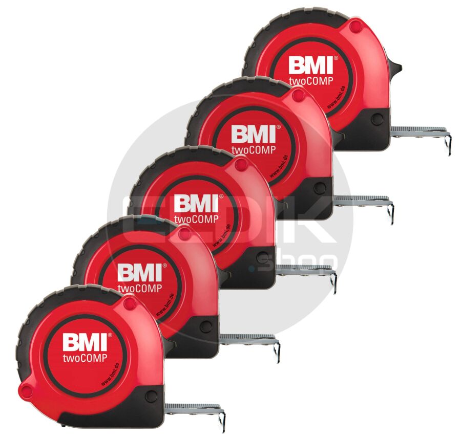 BMI TwoComp 5 x Rolbandmaat ABS met zachte handgreep | 10 meter - 472041021/5
