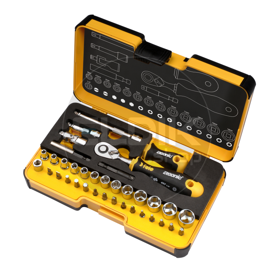 Felo 057 836 16 36 Delige Doppenset 1/4"