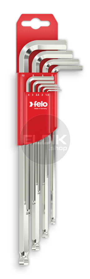 Felo 365 009 11 Stiftsleutelset inbus kogelkop, lang, 9-dlg