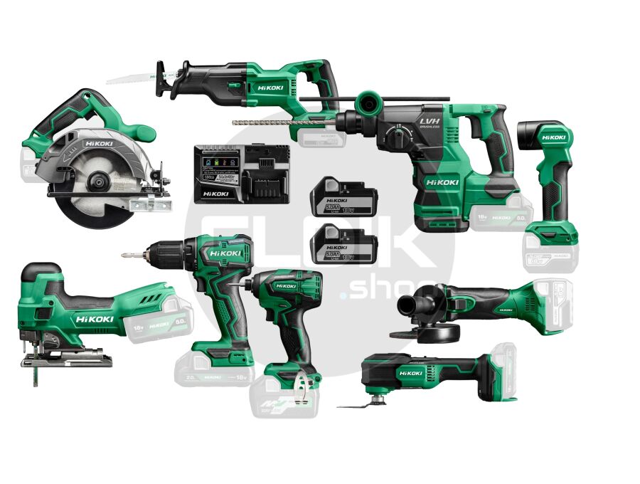 Hikoki KC18KIDLEV1 Combiset | 9 machines, 2 accu's en lader