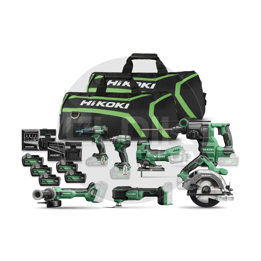 Hikoki KC18H7A-505 Combiset 7 x 18V machine met gereedschaptas / Inclusief 5x 5.0Ah accu en snellader