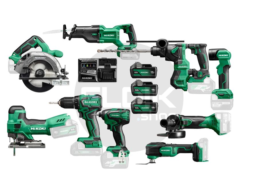 Hikoki KC18KIDLEV2 Combiset | 9 machines, 3 accu's en lader