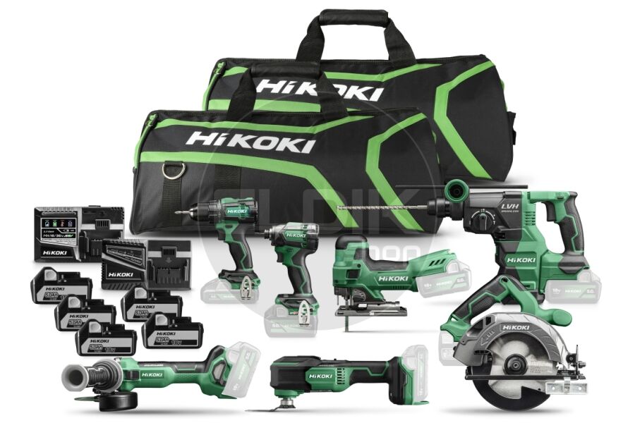 Hikoki KC18H7A-504 Combiset 7 x 18V machine met gereedschaptas / Inclusief 5x 5.0Ah accu en snellader