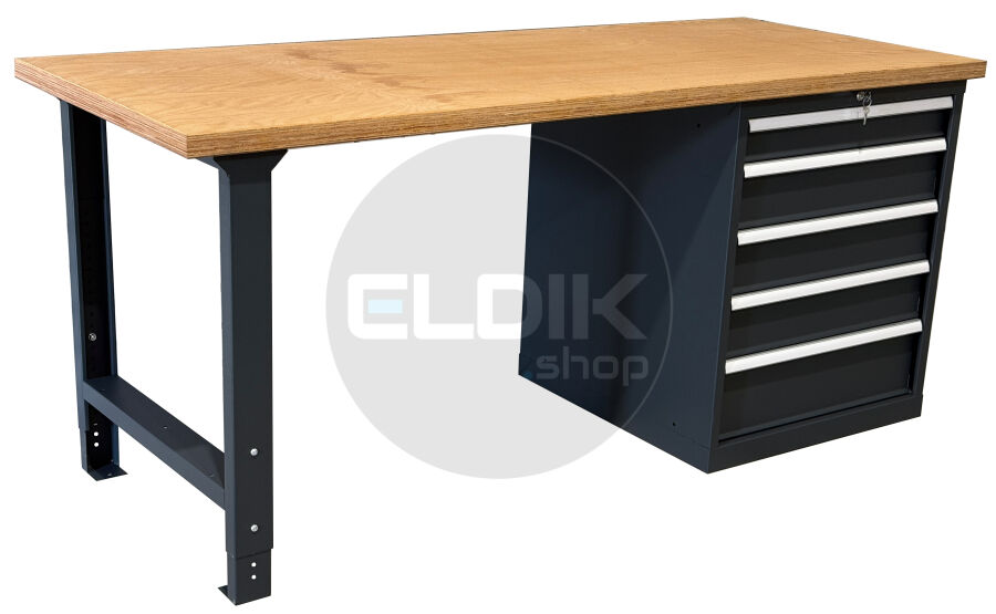 E-Tools | premium line 77748 Werkbank met Kast | B2000 x D800 x H890 mm | 5 laden