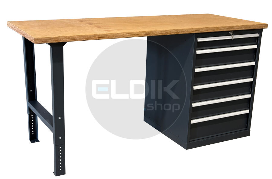 E-Tools | premium line 77755 Werkbank met Kast | B2000 x D800 x H1040 mm | 6 laden