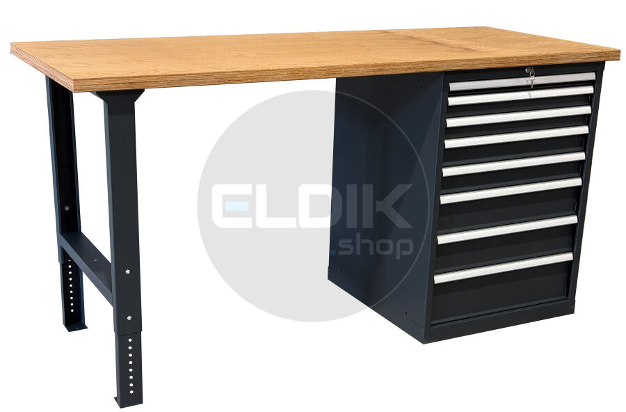 E-Tools | premium line 77762 Werkbank met Kast | B2000 x D800 x H1040 mm | 8 laden