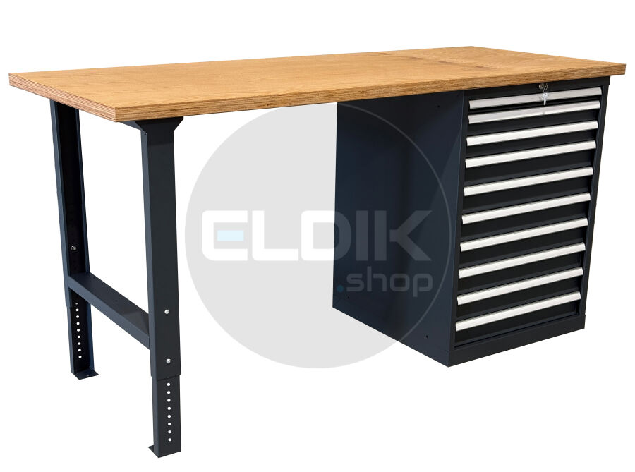 E-Tools | premium line 77779 Werkbank met Kast | B2000 x D800 x H1040 mm | 10 laden