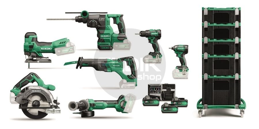 Hikoki KC18H7B-MVA3 18V accu-machineset 7-delig in HSC koffers met trolley (3x MultiVolt 5,0Ah accu + lader)