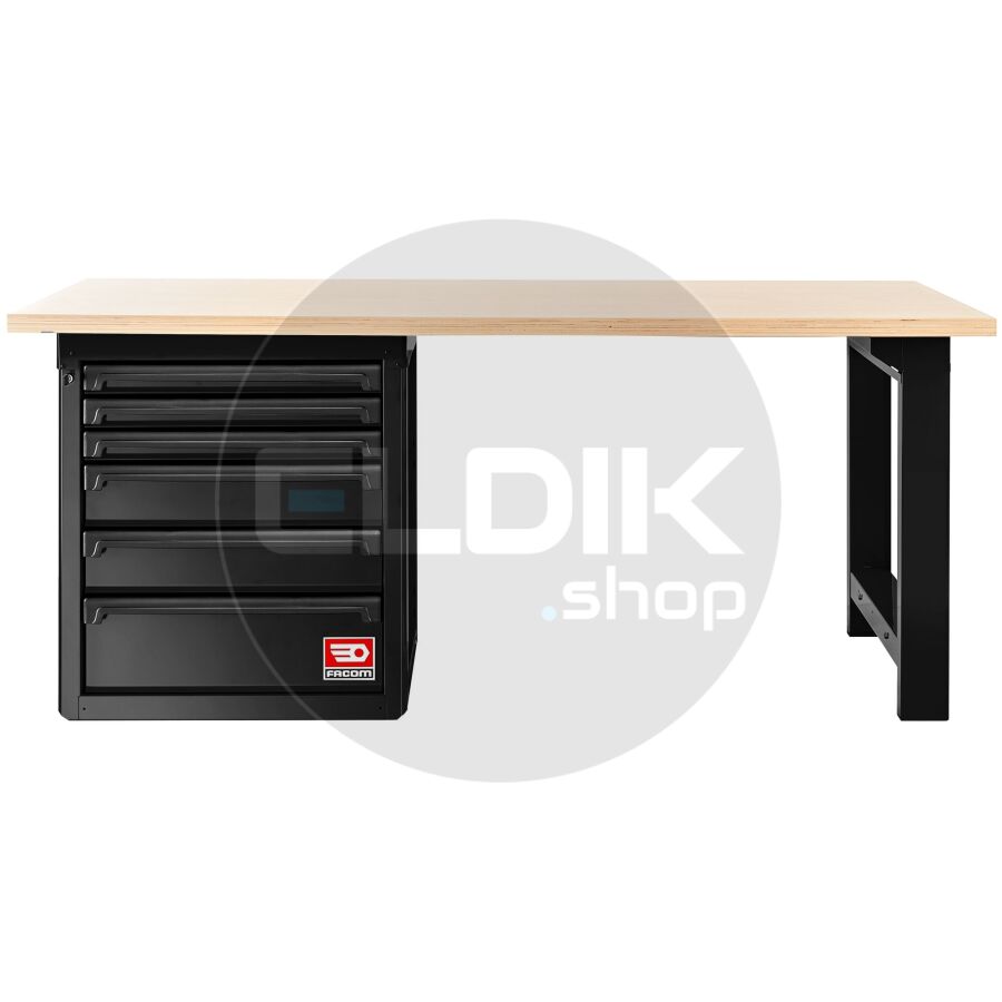 Facom RWS2-2MW6DBS Werkbank met Kast | Zwart - Houten Blad