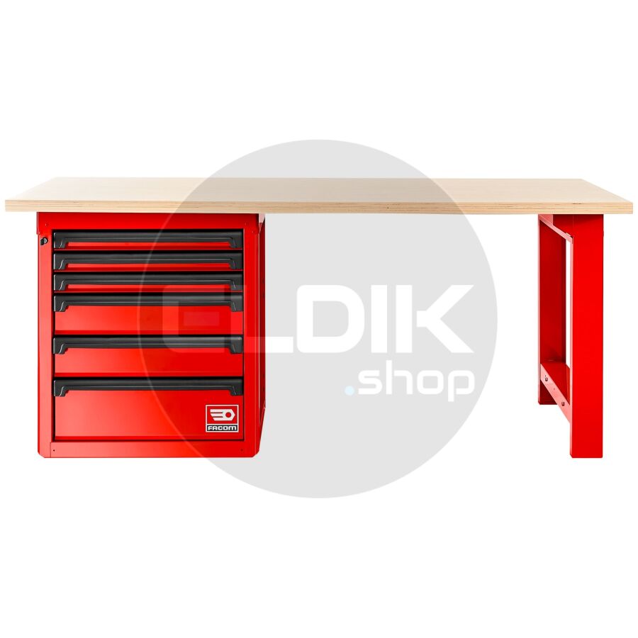 Facom RWS2-2MW6D Werkbank met Kast | Rood - Houten Blad