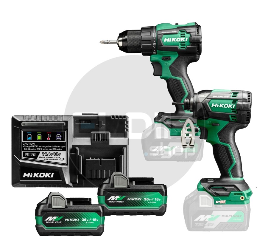Hikoki KC18DELMS Combiset - 18 V / in HSC III. Inclusief 2 MULTI VOLT accu's BSL36A18 en snellader