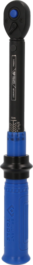 Brilliant Tools BT141917 1/4" Momentsleutel met Omkeerbare Ratelkop 5 – 25 Nm