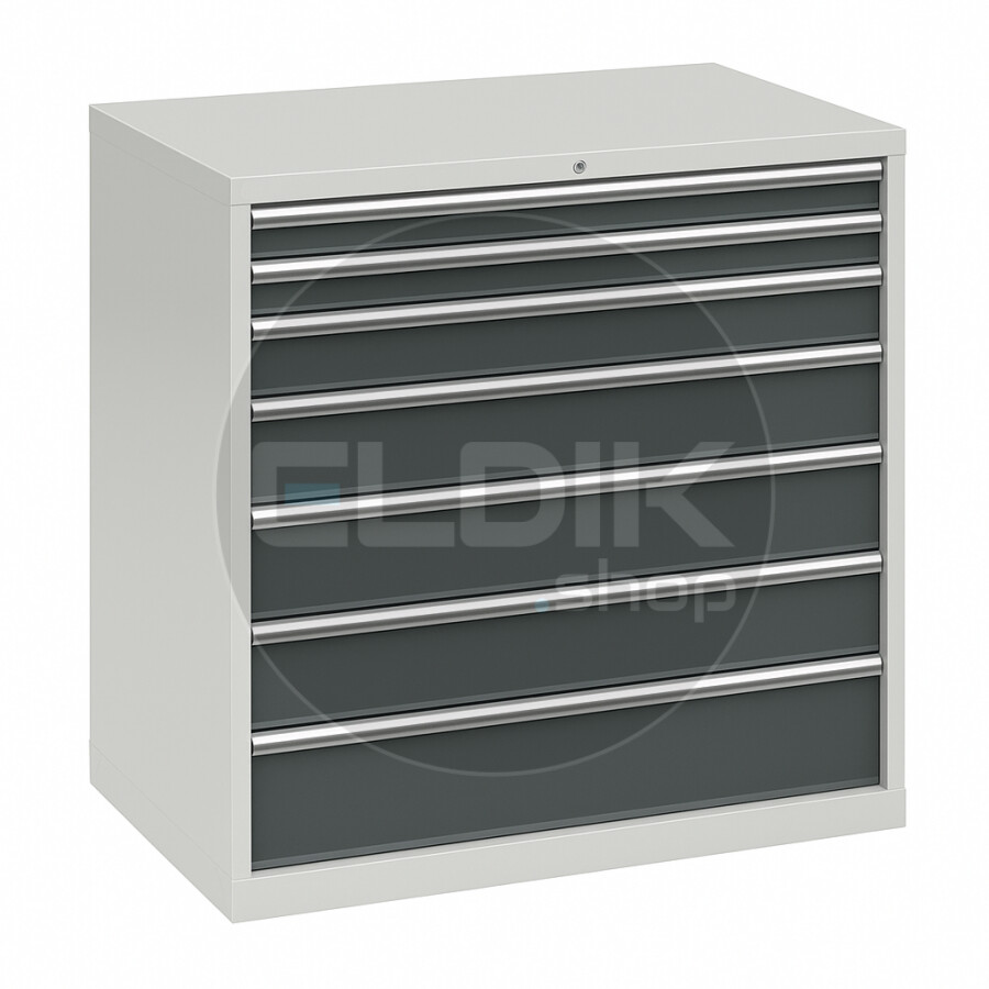 E-Tools | premium line 71913 Werkplaatskast | B1023 x D640 x H1000 | 7 laden | Lichtgrijs/Antraciet